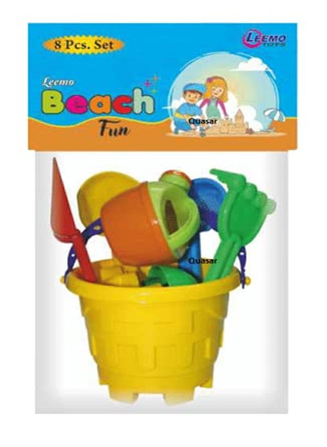 Quasar Beach Set for Kids Bucket Castle Water Garden Tools for Toddlers Outdoor Indoor Toys Craft in Sand Game Kids (8 Piece Beach Set) - Multicolor - Image 3